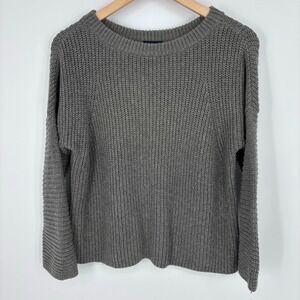 Polo Ralph Lauren Shaker Knit Cotton Crewneck Sweater Womens Small Gray Pullover